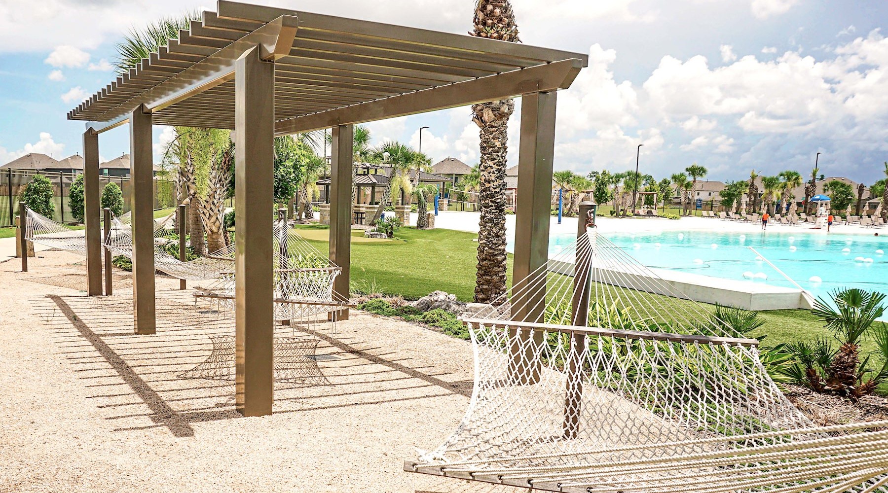 hammocks near a pool