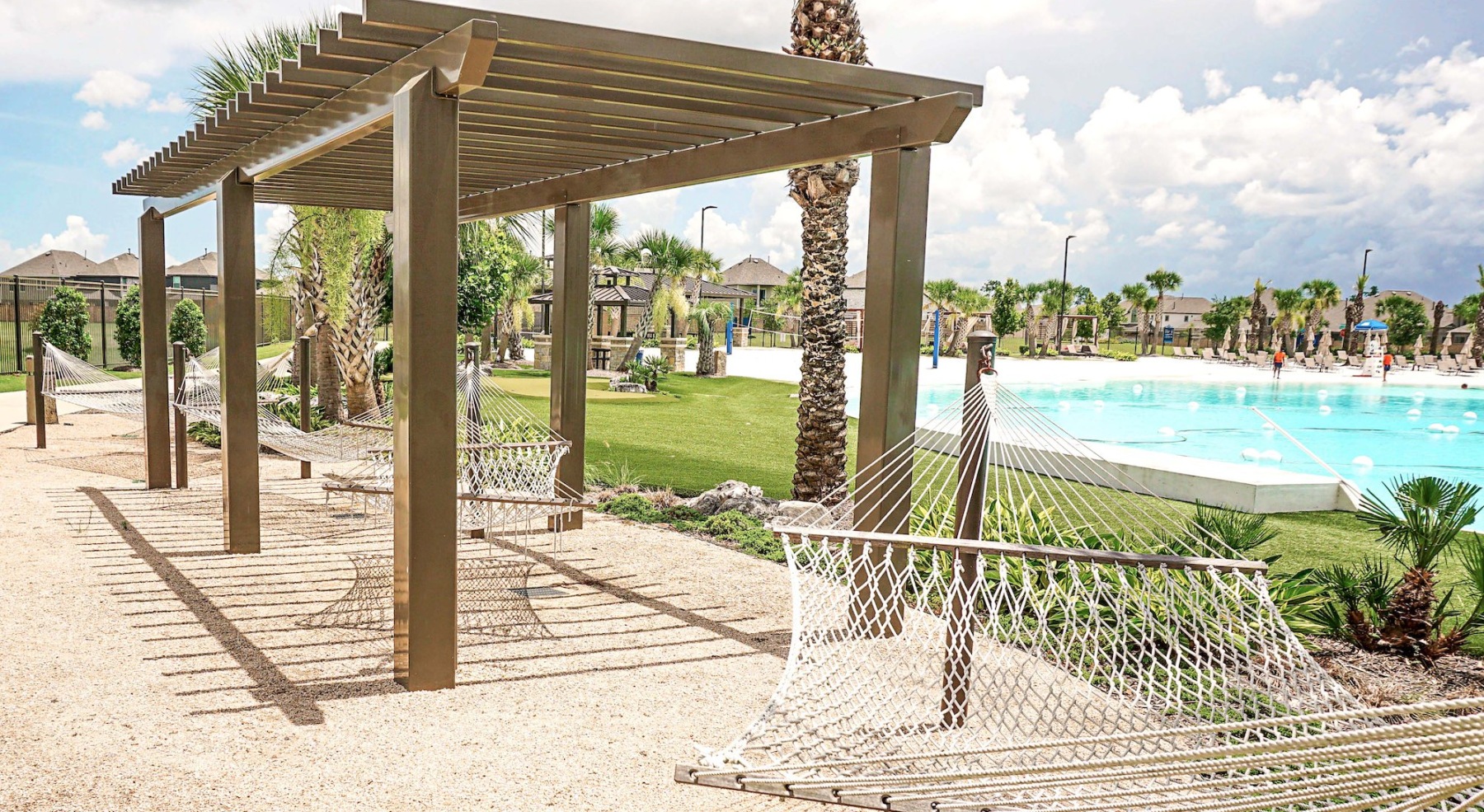hammocks near a lagoon