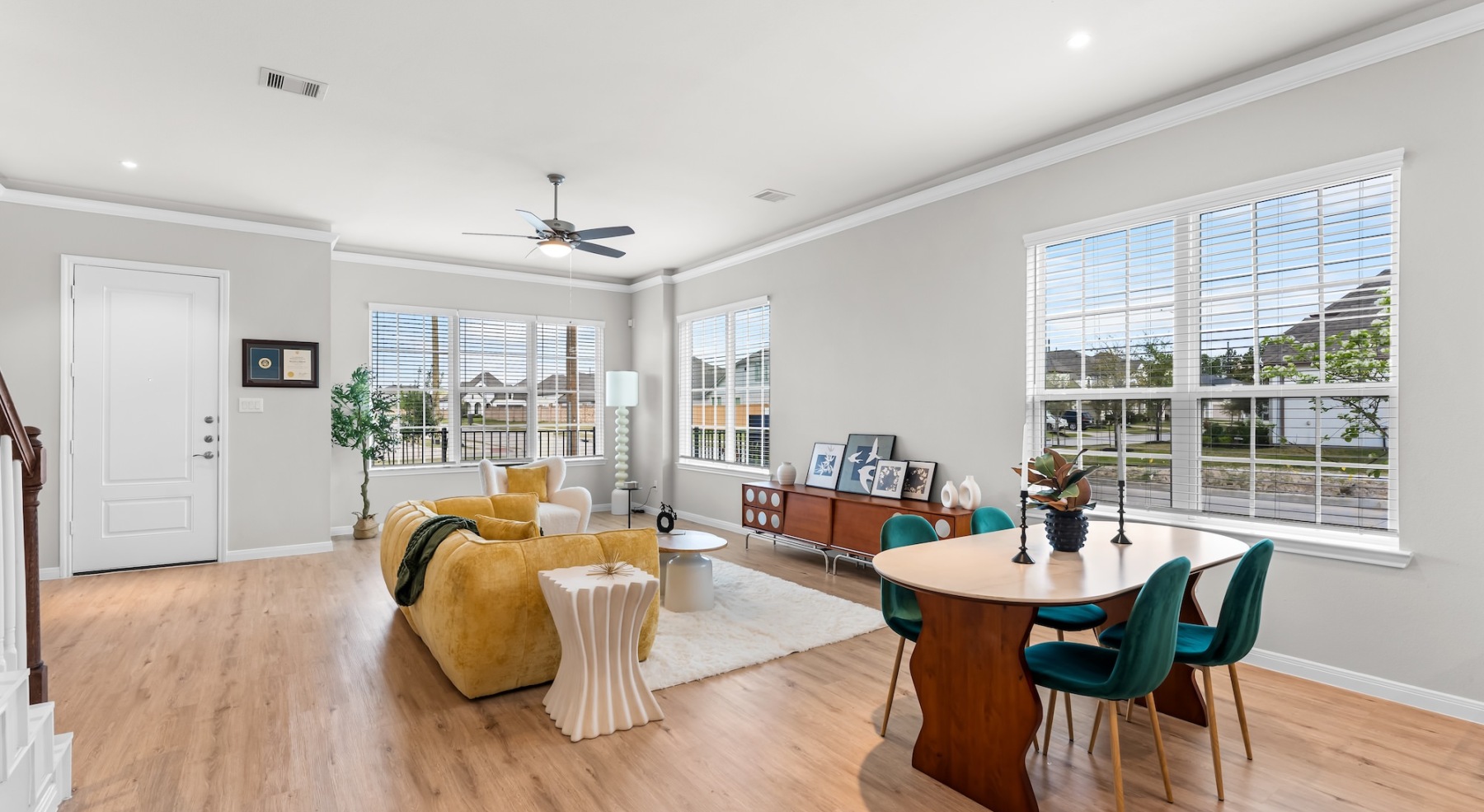 Open space living area with natural lighting