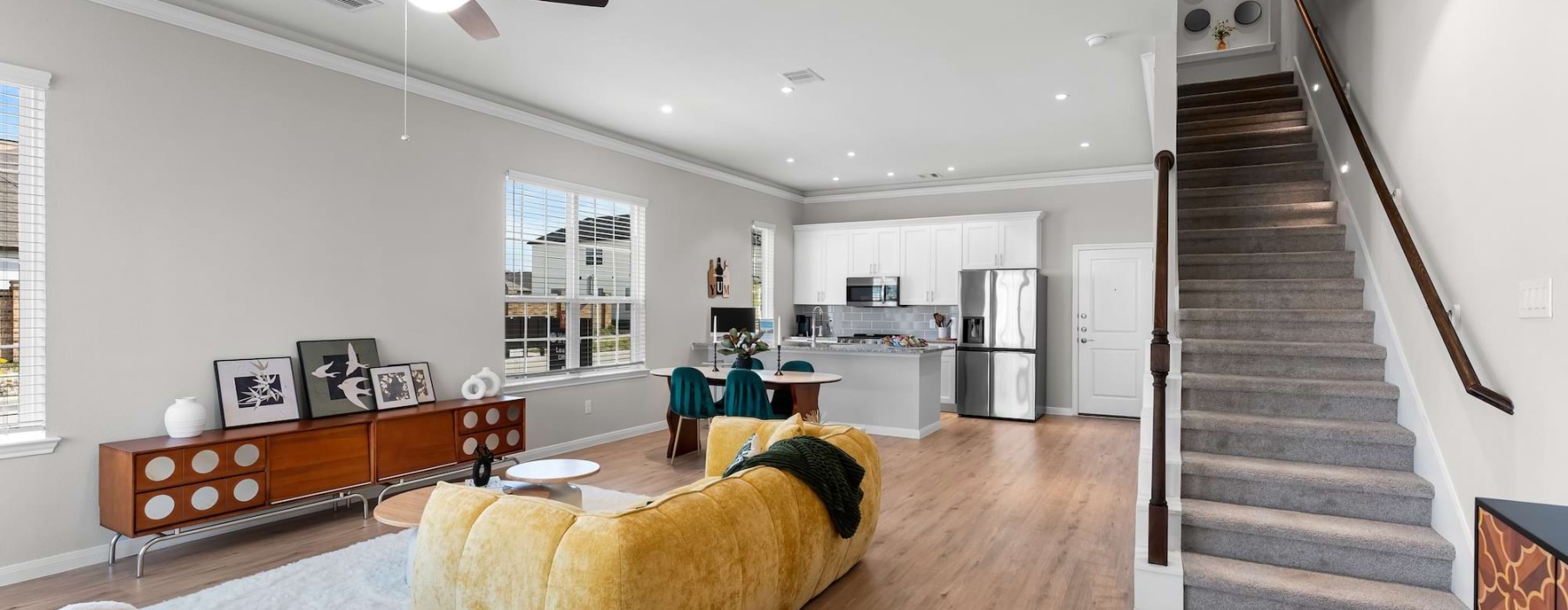 Open space living area with natural lighting