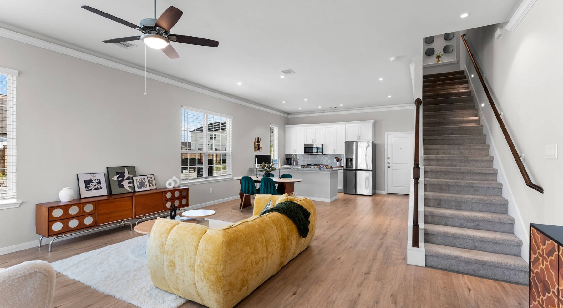 Open space living area with natural lighting