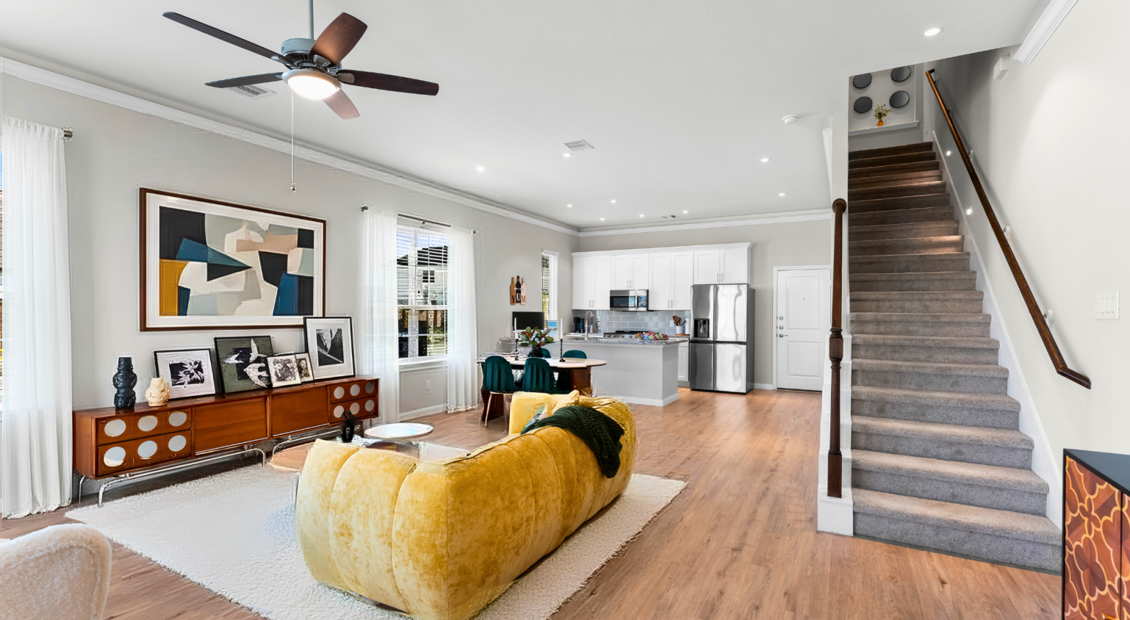 Open Concept Living, Dining, Kitchen