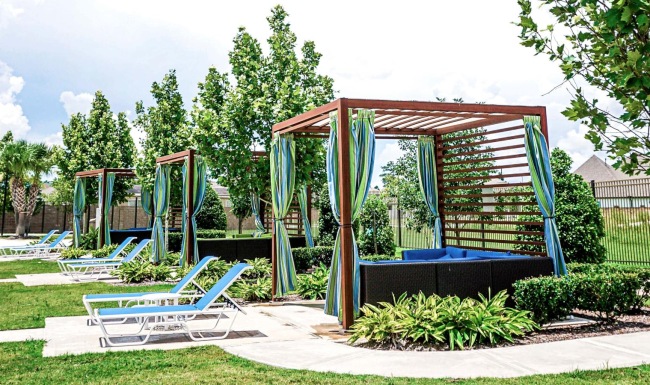 poolside hammocks and chairs