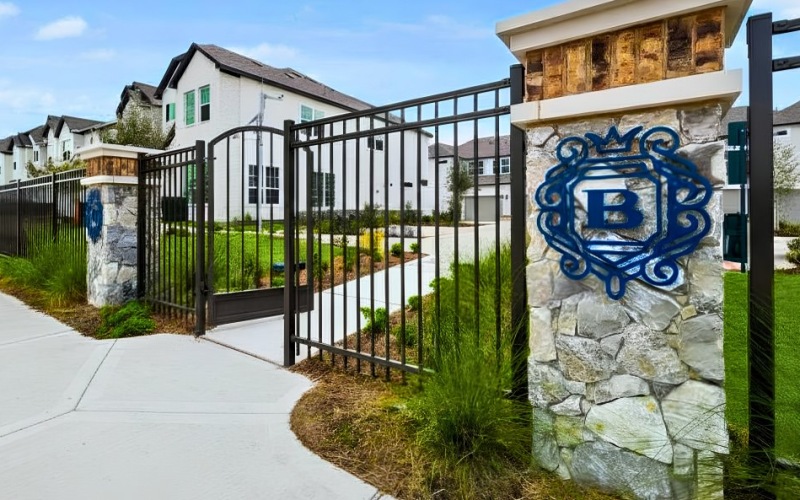 a building with a gated entrance